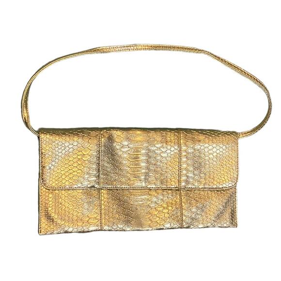 Vintage 90s Gold Jessica McClintock Convertible Clutch/Purse - Picture 3 of 9